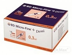 BD Inzulin.stříkačky 0,3 ml x 8 mm DEMI U-100 100 ks