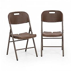 Blumfeldt Burgos Seat, skladacia stolička, sada 2 kusov, HDPE, oceľ, ratanový vzhľad, hnedá