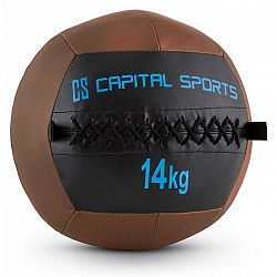 Capital Sports Wallba 14, 14kg, hnedá, Wall Ball (medicinbal) z umelej kože